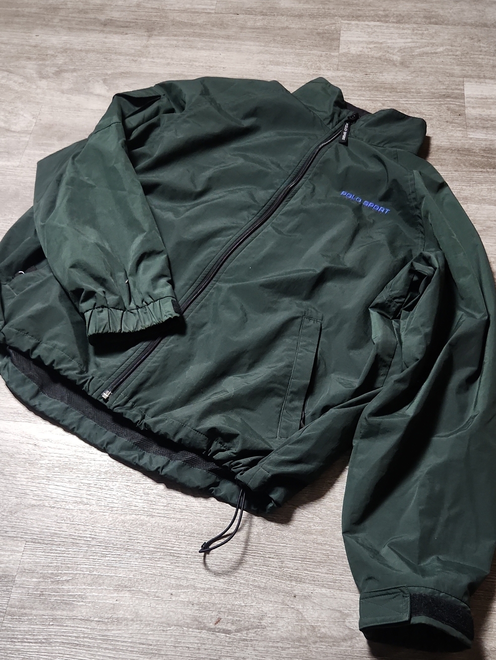 Rare VINTAGE Polo by Ralph Lauren Forest Green Zip-Up Windbreaker Medium